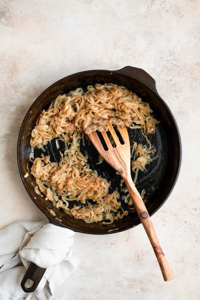 caramelized onions in skillet