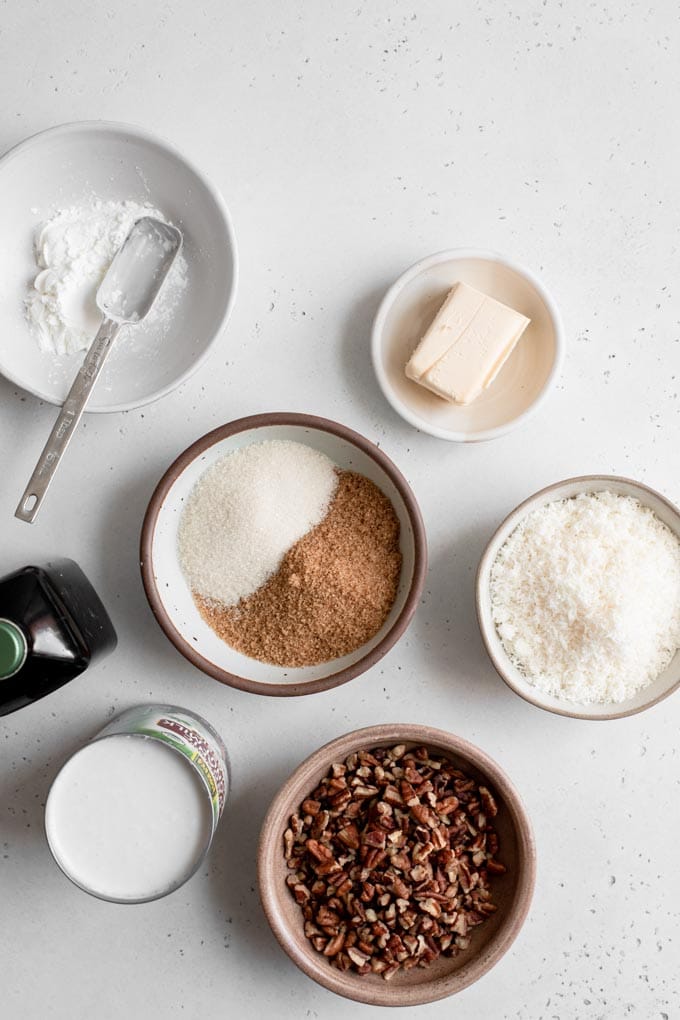 ingredients for coconut pecan frosting