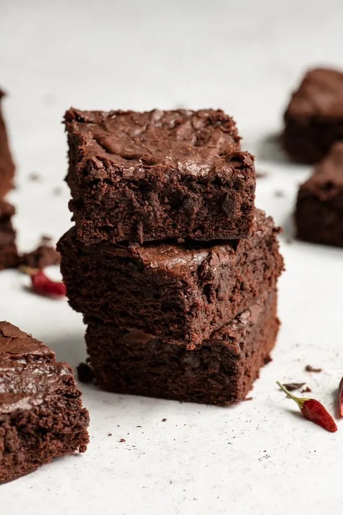 stack of three brownies