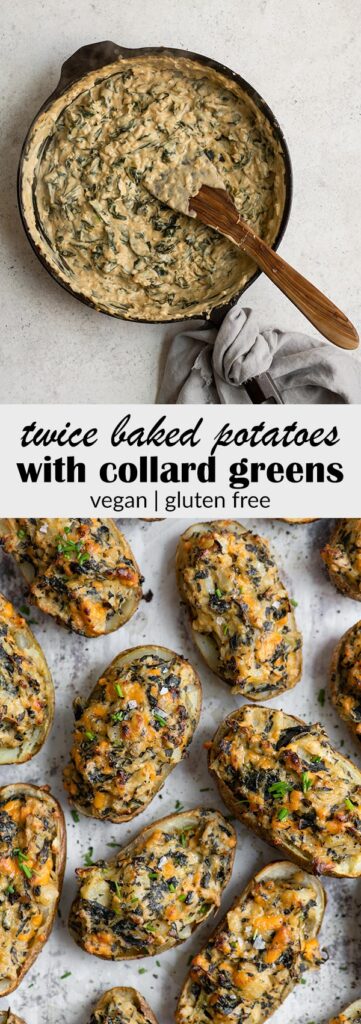 Vegan Twice Baked Potatoes with Collard Greens • The Curious Chickpea
