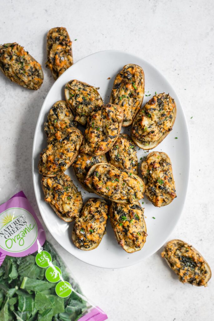 twice baked potatoes with Nature's Greens Organic Collard Greens