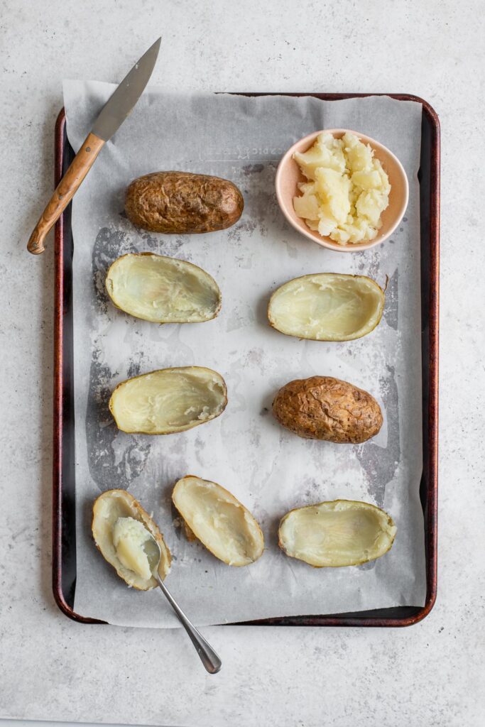 hollowed out baked potatoes