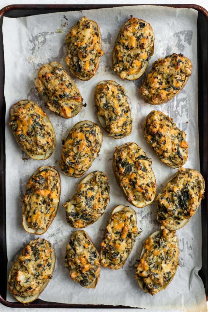 twice baked potatoes out of the oven