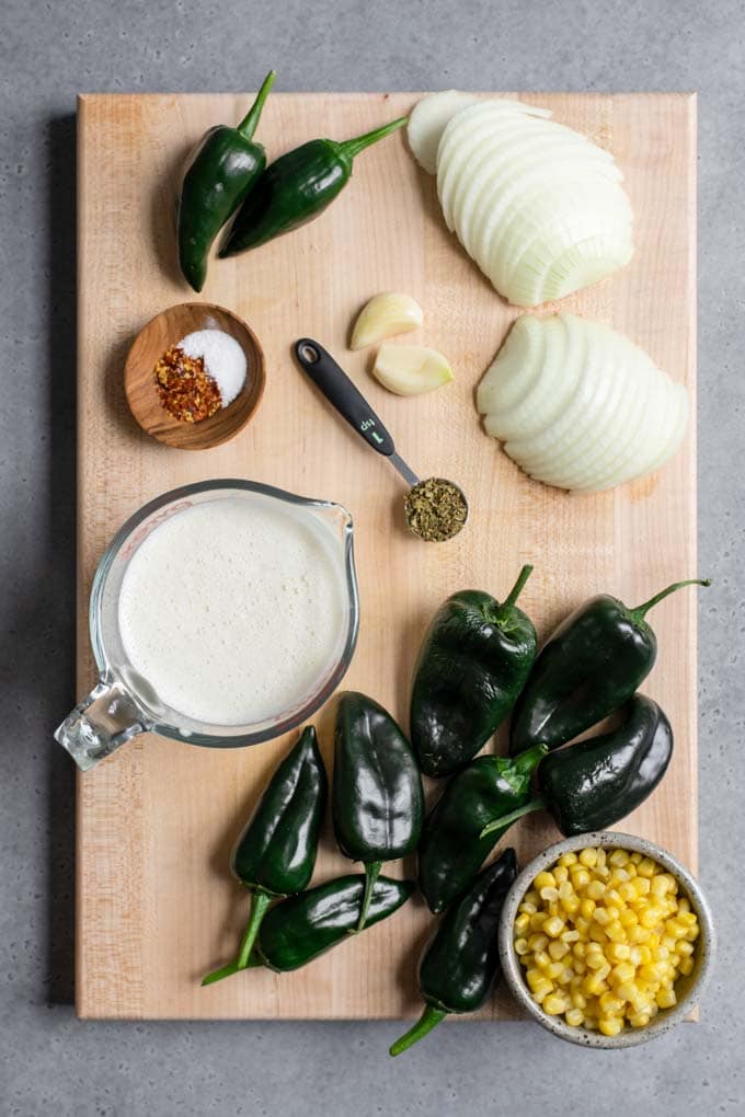 ingredients for rajas con crema