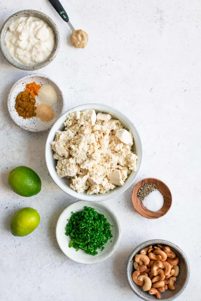 ingredients for curried tofu salad