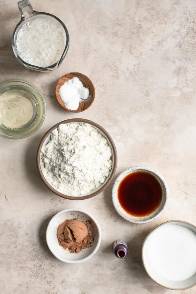 ingredients for red velvet cupcakes measured out