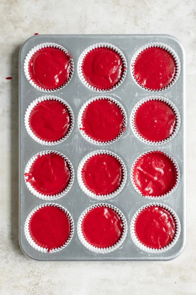 filled cupcake tin