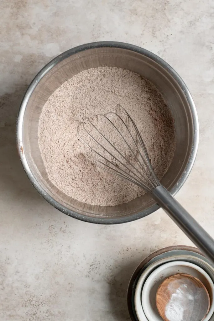 dry ingredients mixed in mixing bowl