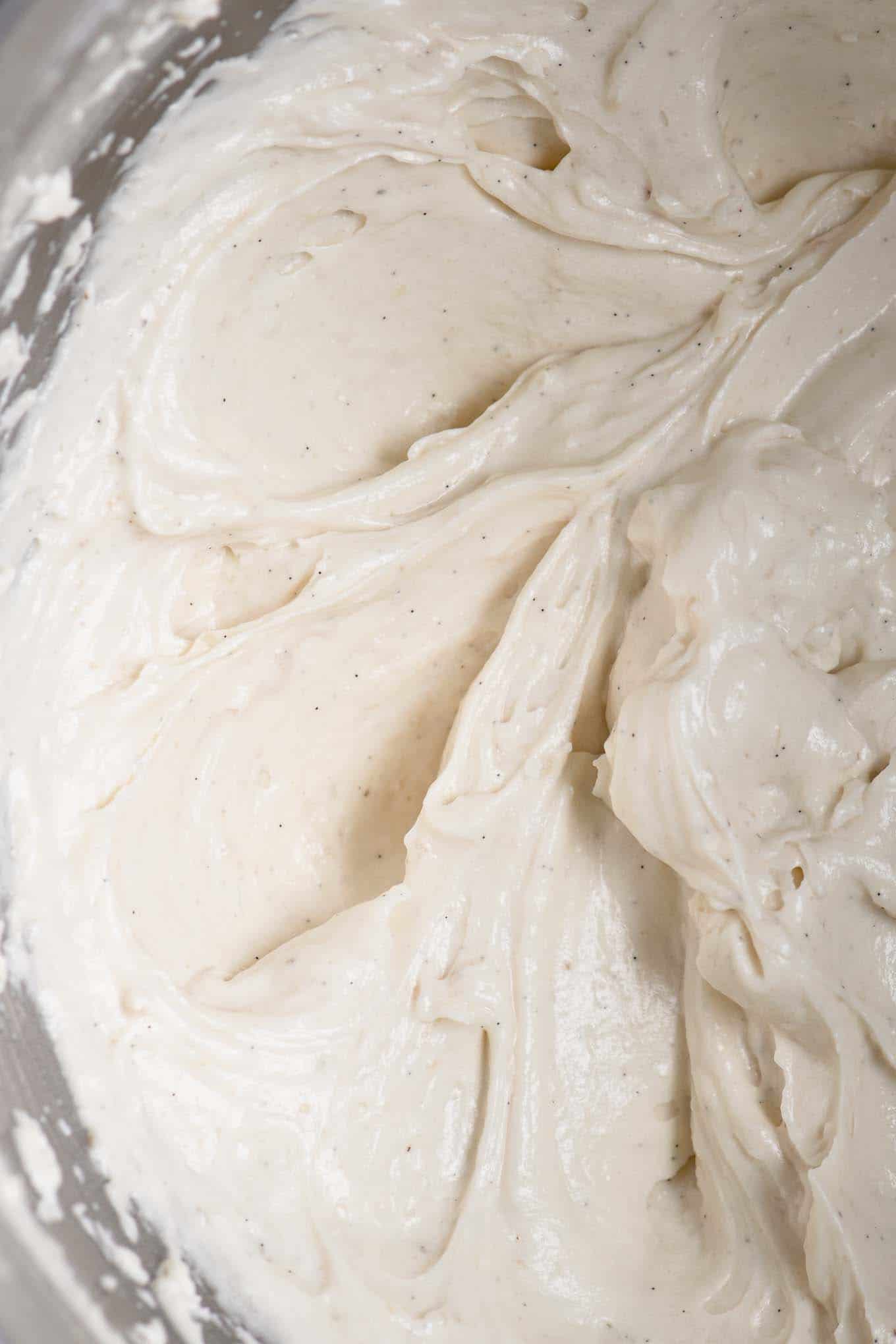 vegan ermine frosting in mixing bowl