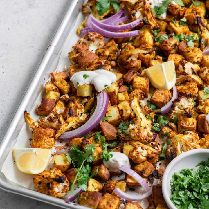 vegan tandoori sheet pan dinner