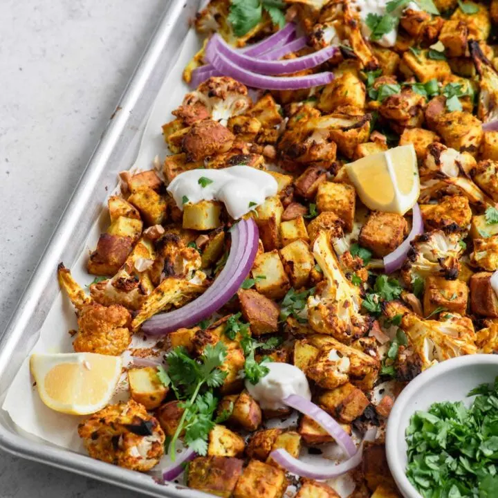 vegan tandoori sheet pan dinner