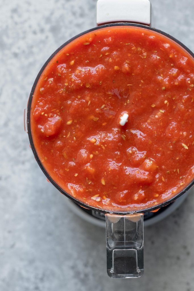 tomato sauce roughly chopped in a small food processor