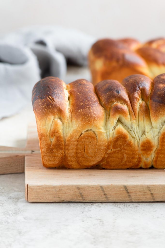 side view of the brioche shaped into segments