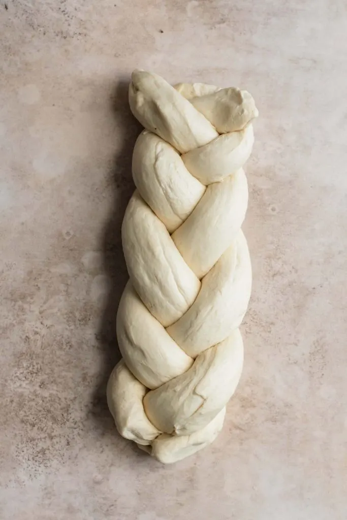 top half of brioche braid completted