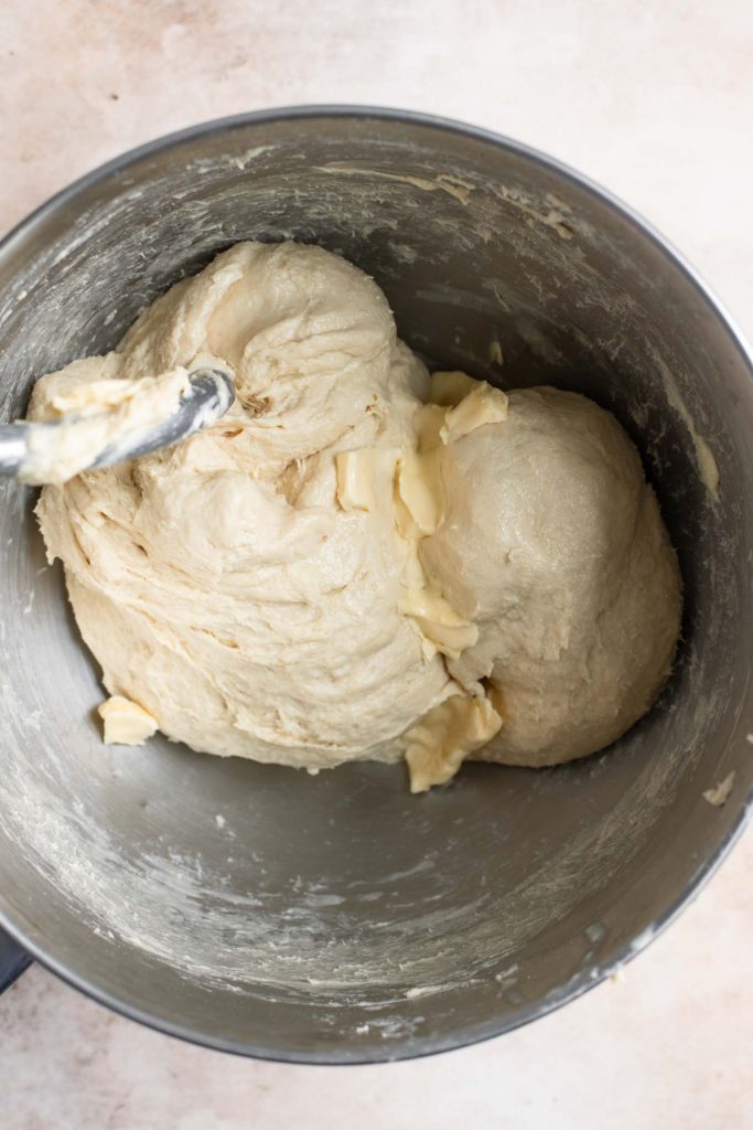 mixing vegan butter into dough