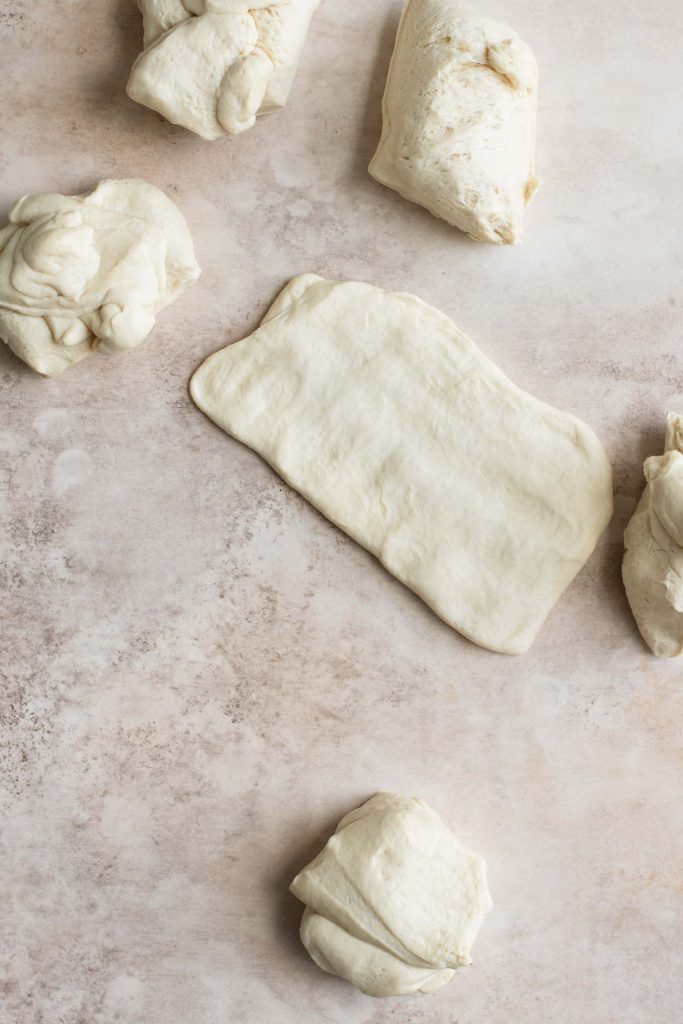 folded dough pressed back into a rectangle