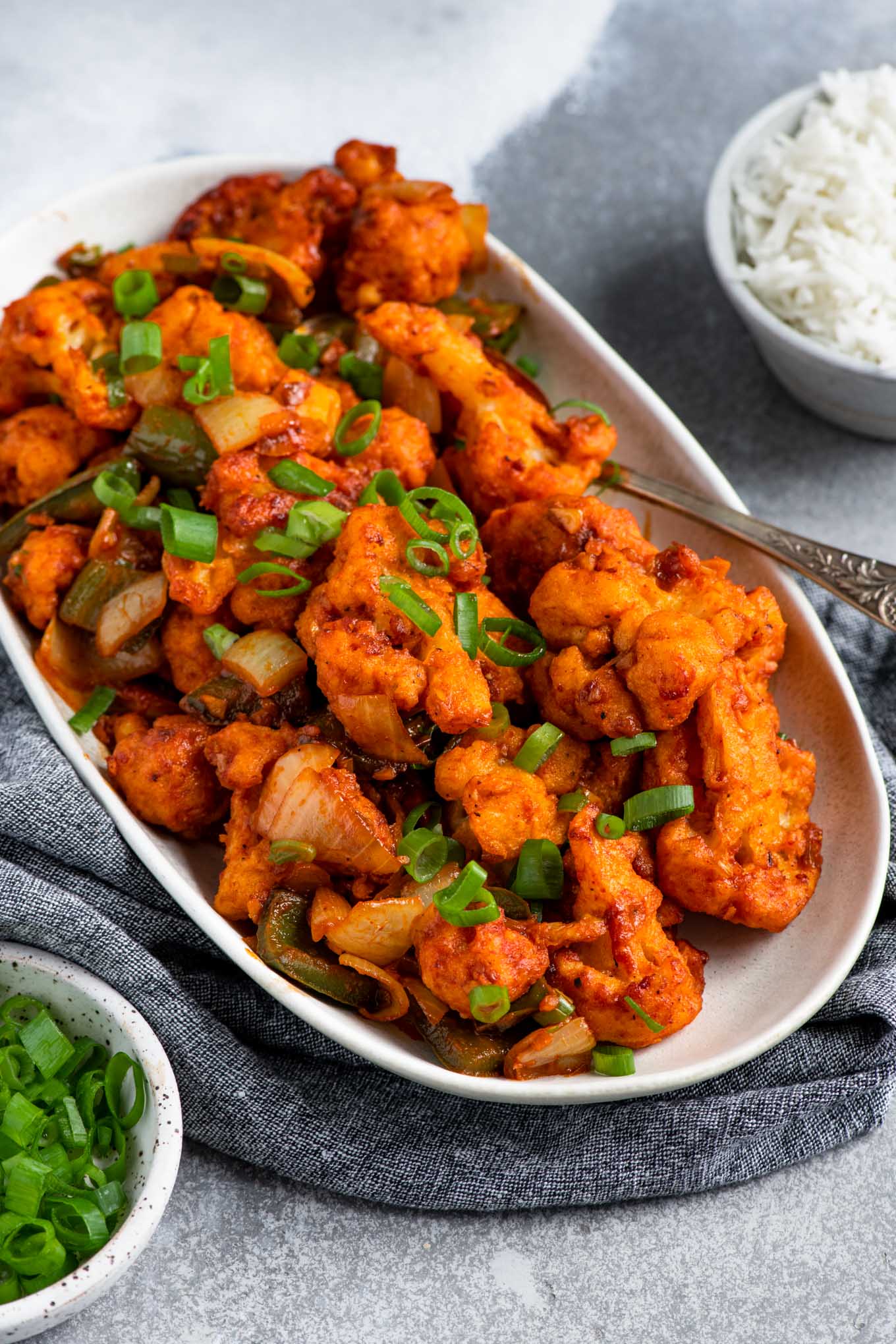 gobi manchurian served on a platter