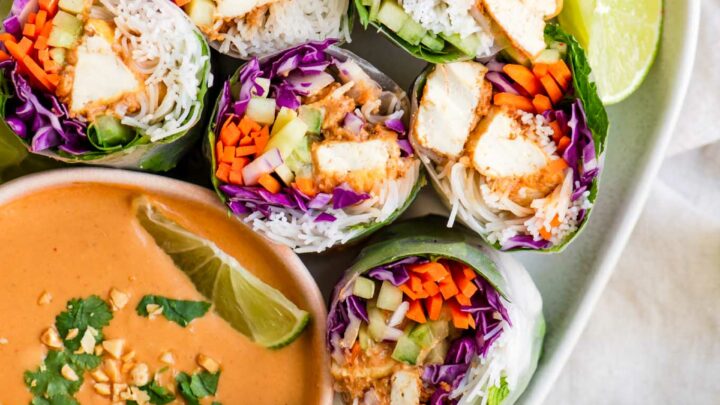 Vegan Rice Paper Rolls with Sriracha & Soy Sauce Tofu and Peanut Sauce » I  LOVE VEGAN