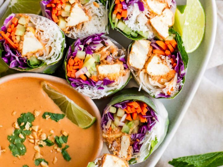 Sweet potato and kale filled vegan spring rolls
