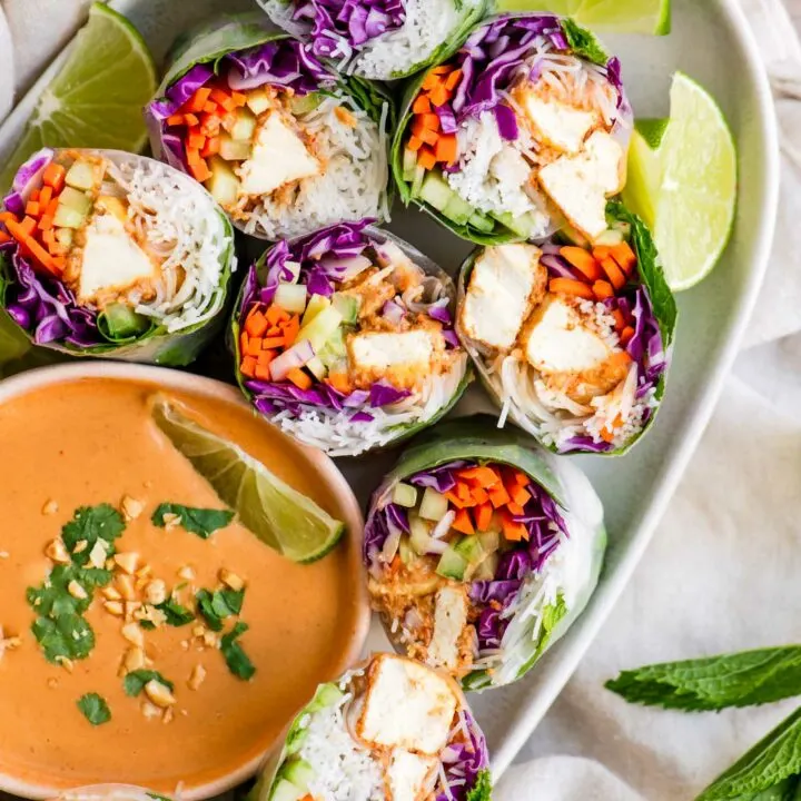 peanut tofu rice paper wraps