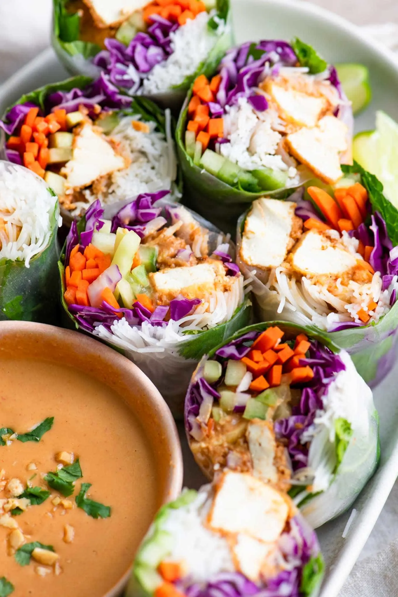 Vegan Rice Paper Rolls with Sriracha & Soy Sauce Tofu and Peanut Sauce » I  LOVE VEGAN