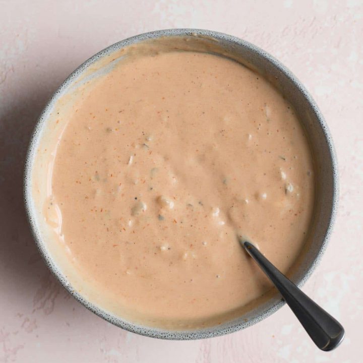 bowl of vegan thousand island dressing