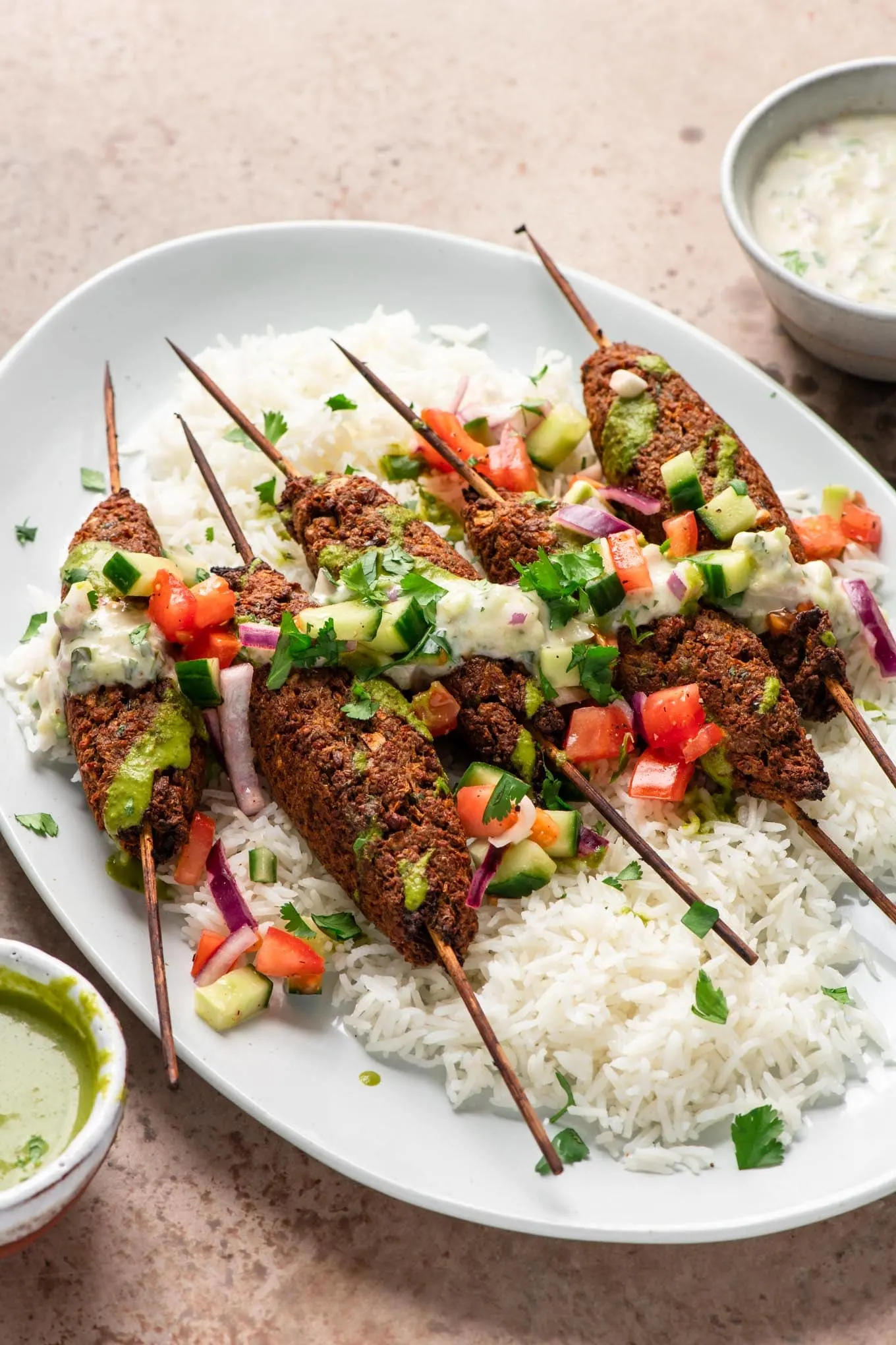 vegan Indian style sheekh kababs, served