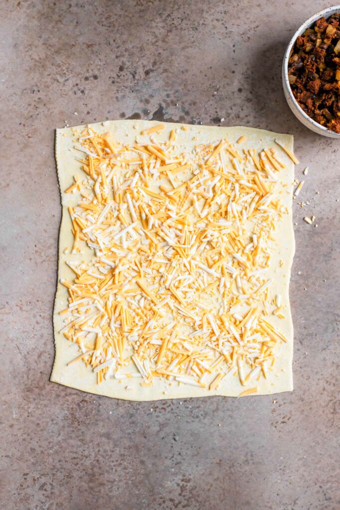 vegan cheese on puff pastry