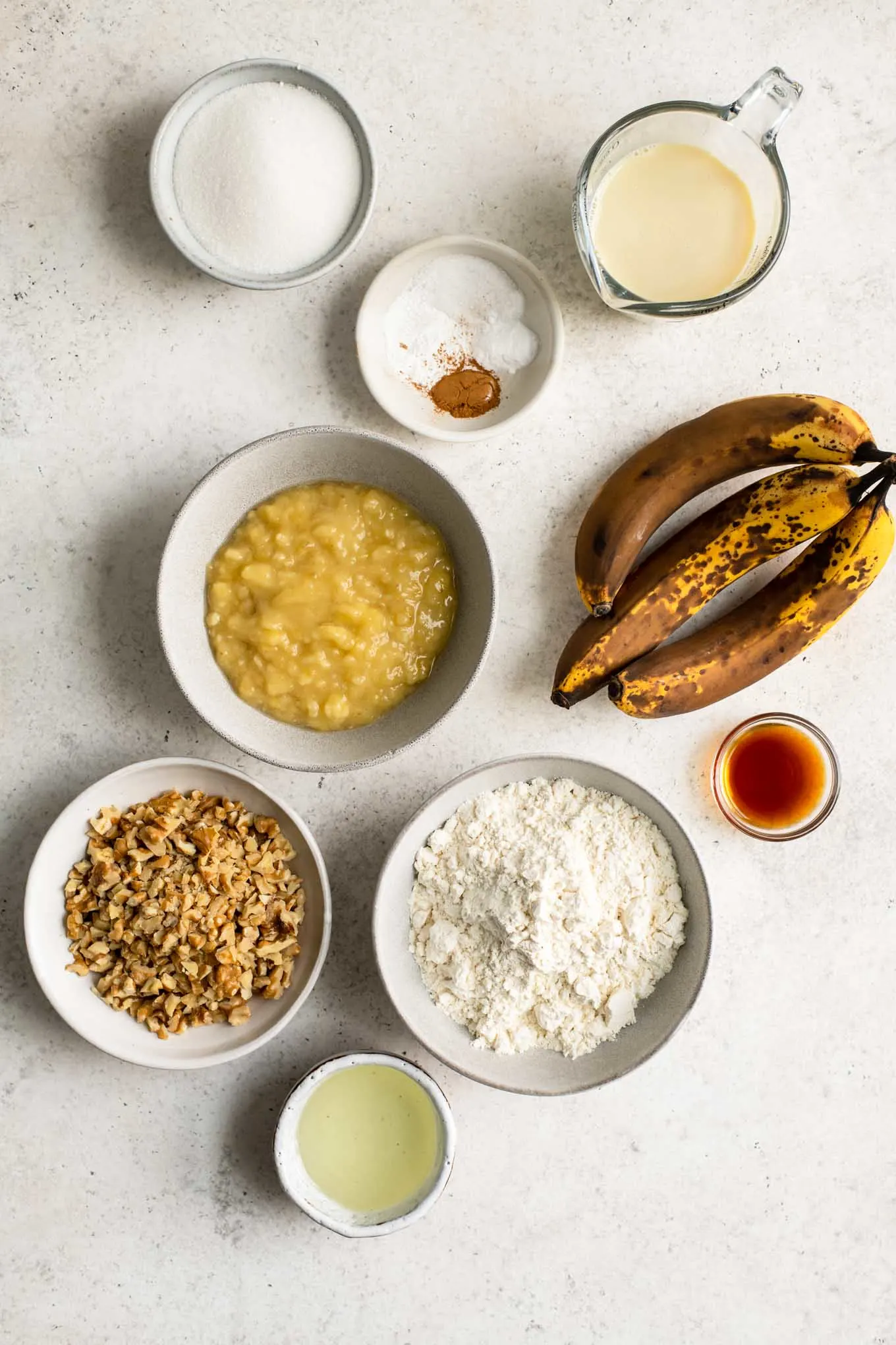 ingredients for vegan banana nut muffins