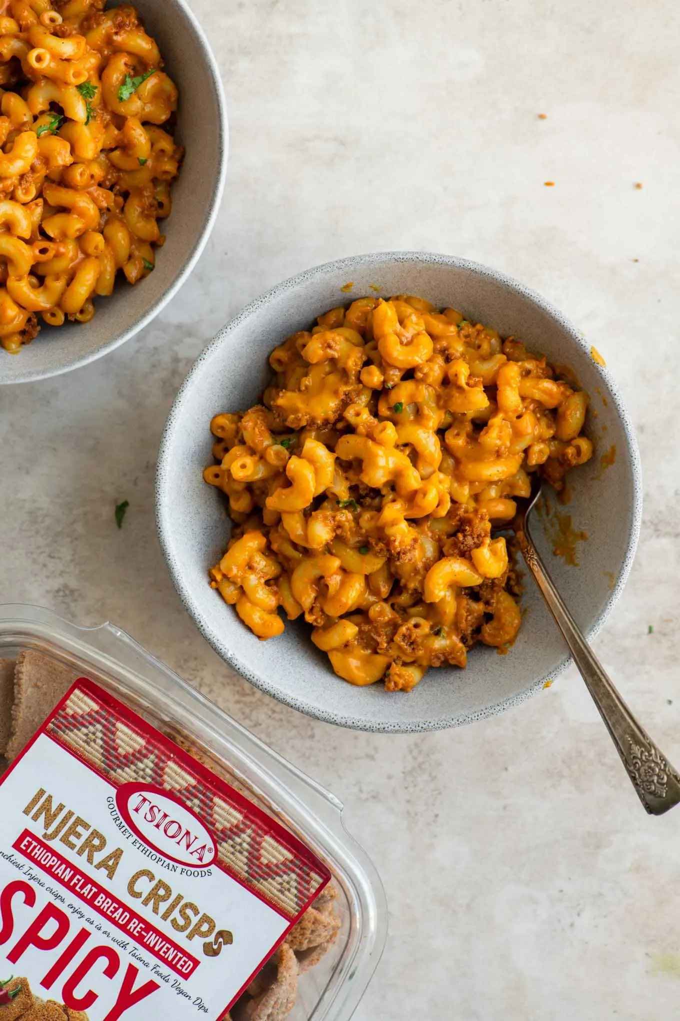 berbere mac and cheese and tsiona foods spicy injera crisps box