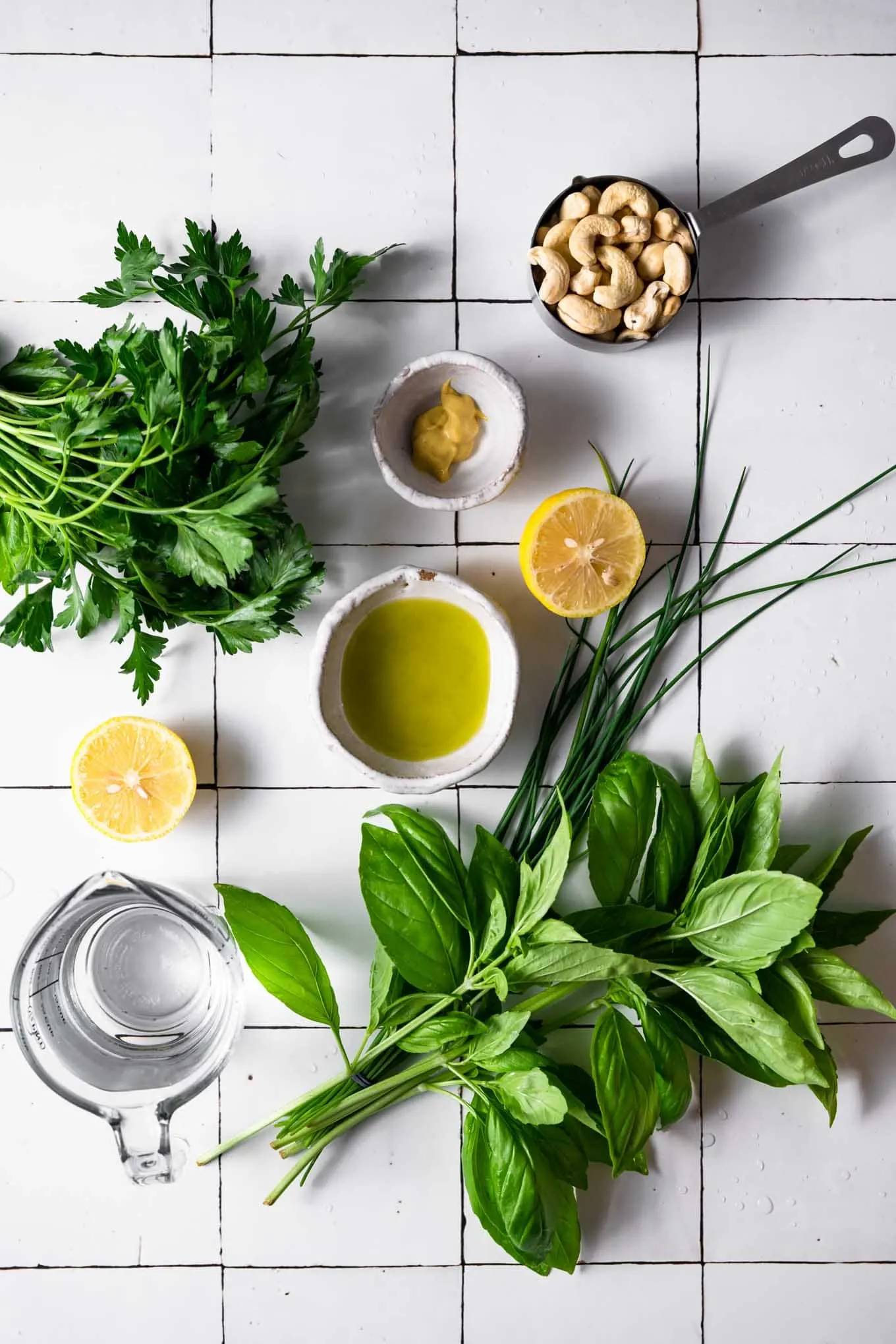 ingredients for lemon herbed cashew dressing