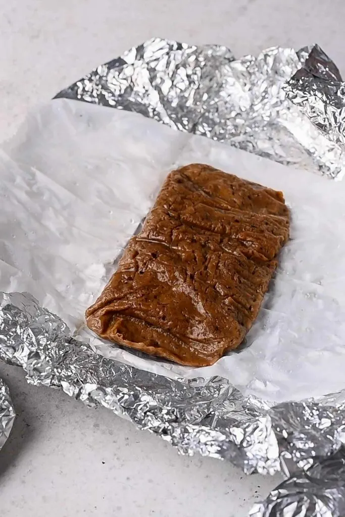 cooked seitan unwrapped from foil