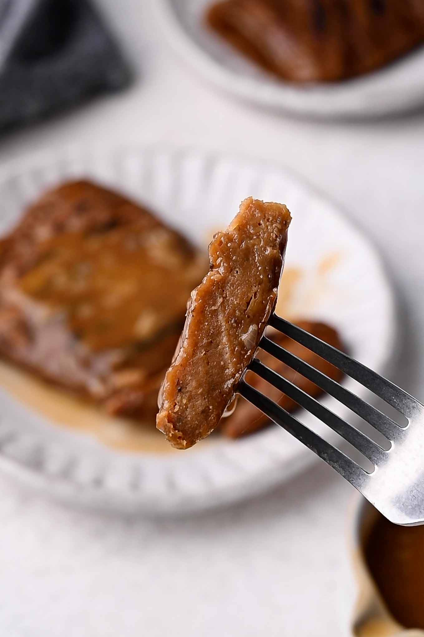 close up of cut seitan showing texture