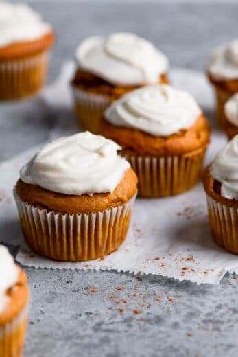 Vegan Pumpkin Muffins with Cream Cheese Frosting • The Curious Chickpea