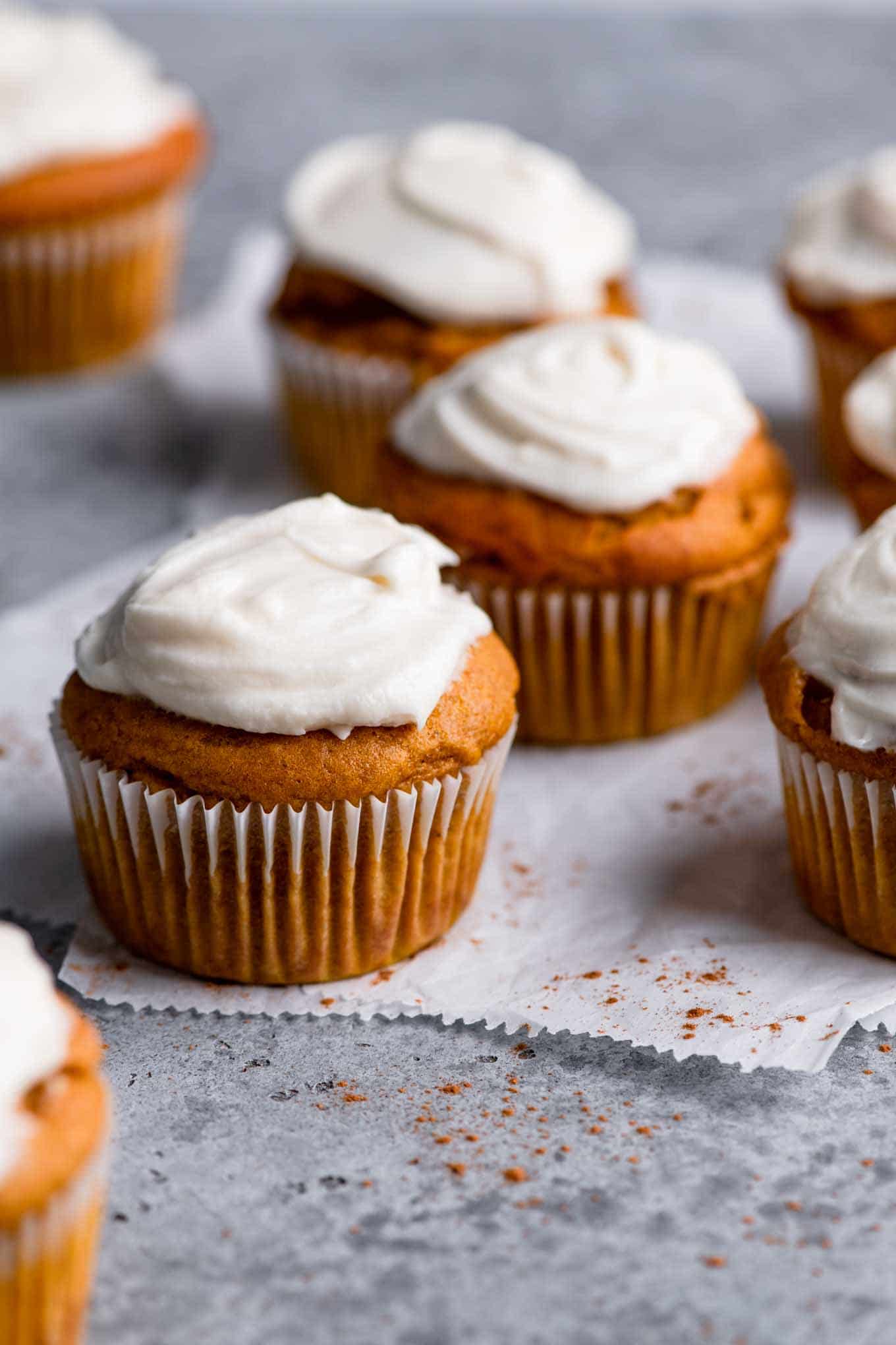 frosted vegan pumpkin muffins