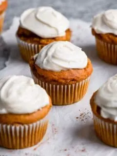 vegan pumpkin muffins with cream cheese frosting