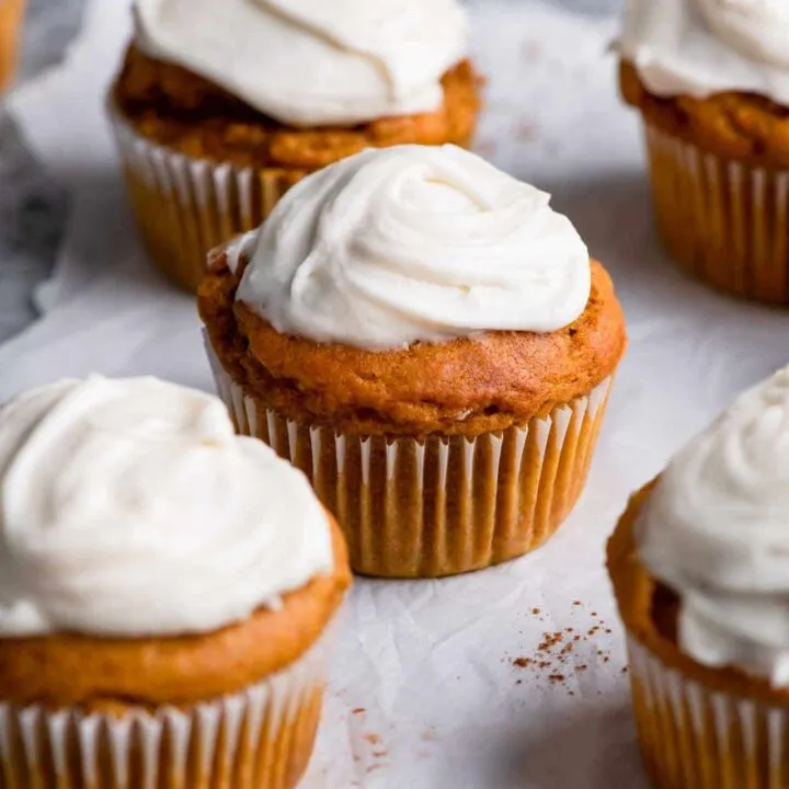 vegan pumpkin muffins with cream cheese frosting