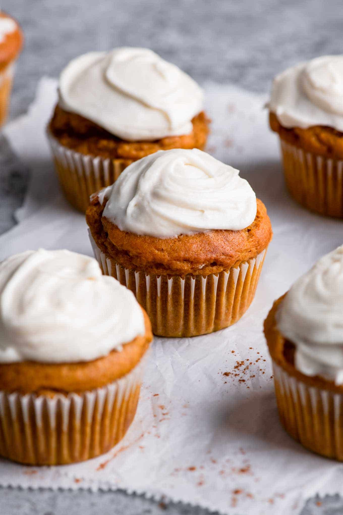 vegan pumpkin muffins with cream cheese frosting