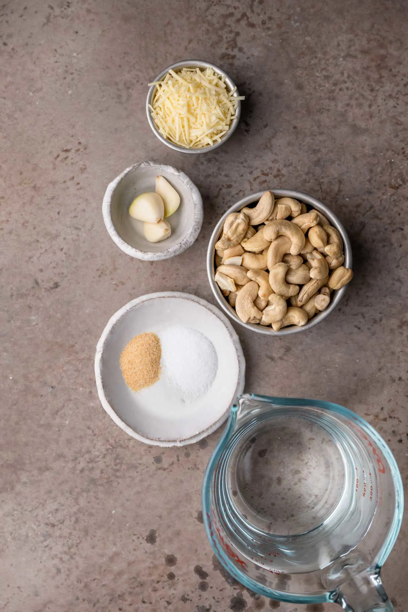 ingredients for vegan creamy garlic sauce